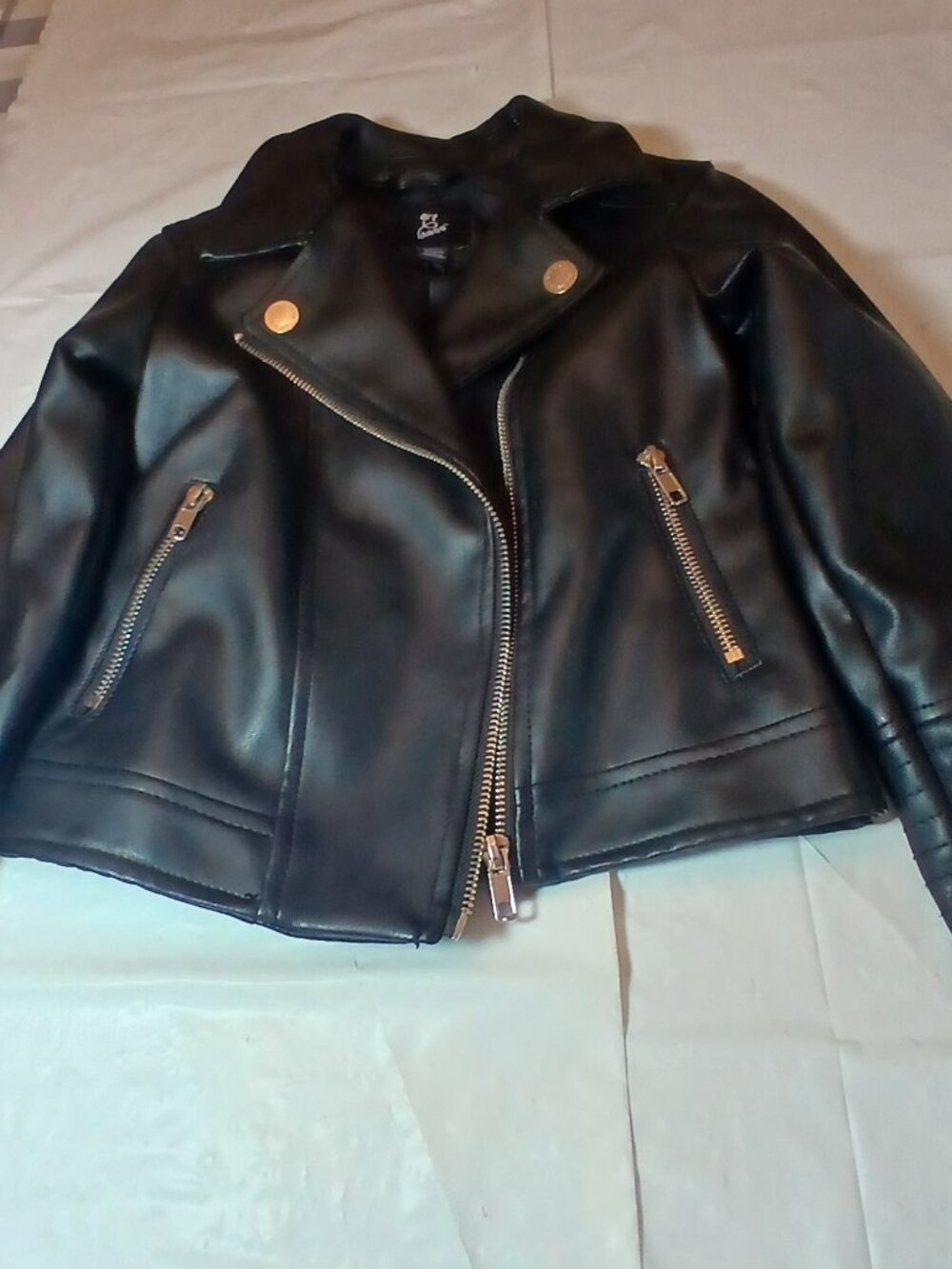 Art Class Black Faux Leather Biker Jacket Size Extra Small (4/5)